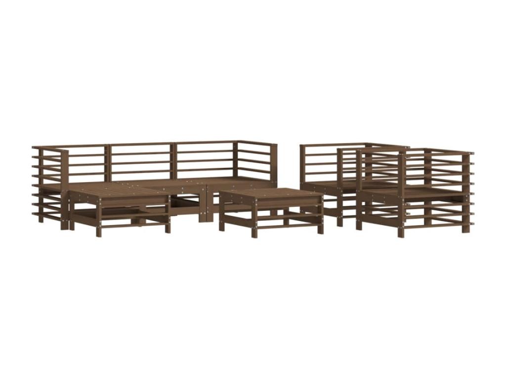 Brown Solid Wood Outdoor Furniture Set