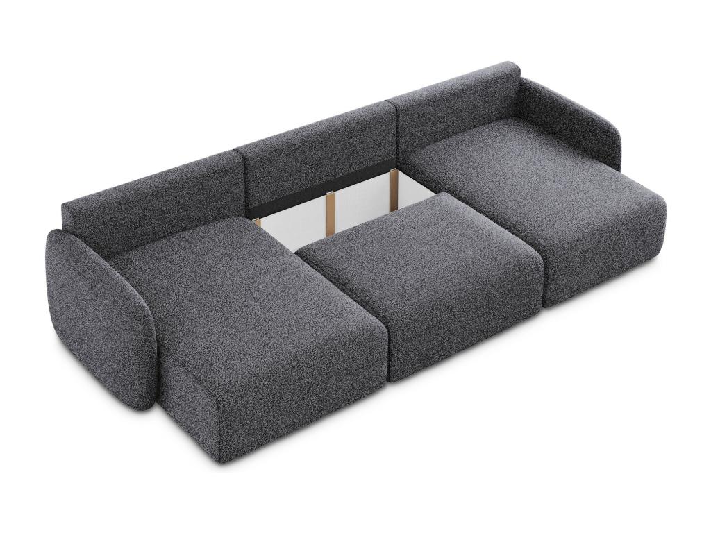 Black Boucle Fabric Sofa Bed