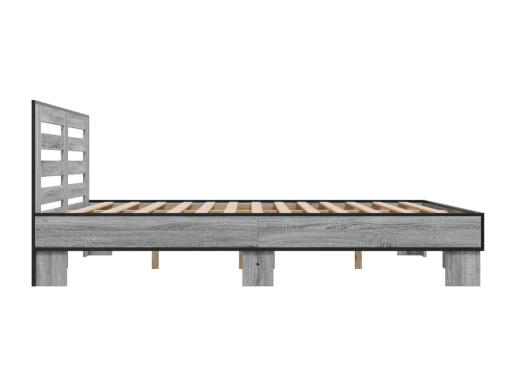 Gray Engineered Wood Bed Frame, 200 x 200 cm