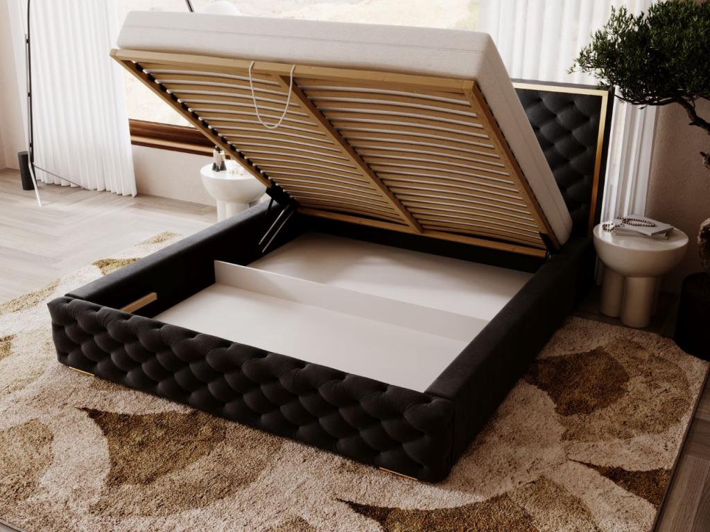 Black Velvet Bed, 120 x 200 cm