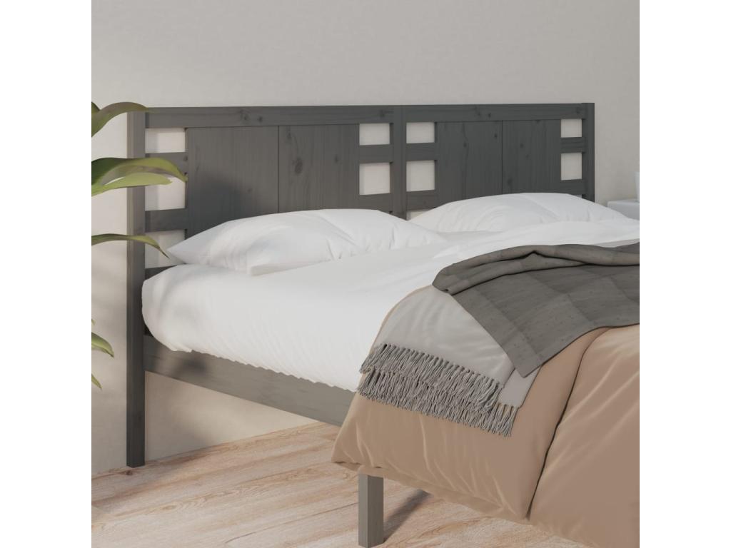 Gray Solid Wood Bed, 146 x 4 x 100 cm