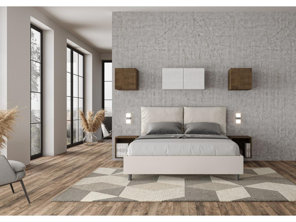 White Faux Leather Bed, 160 x 200 cm