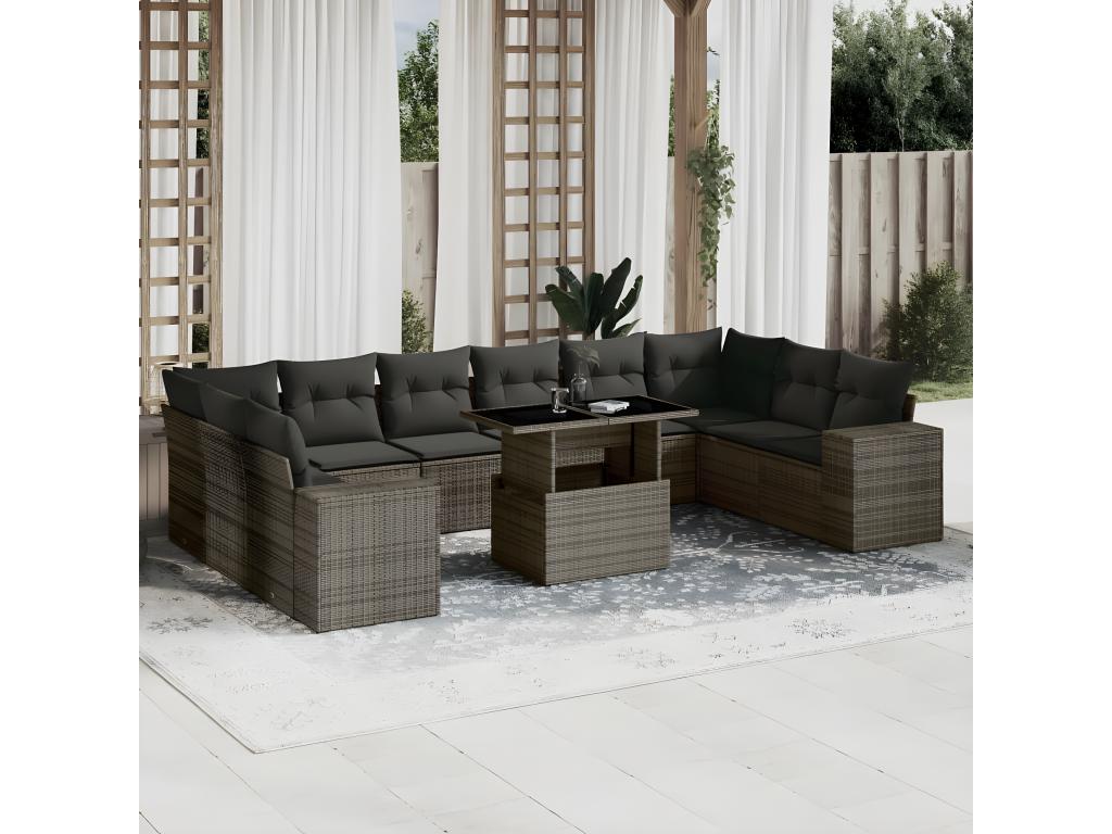 Gray Woven Resin Wicker Outdoor Furniture Set - dlz1766587629904