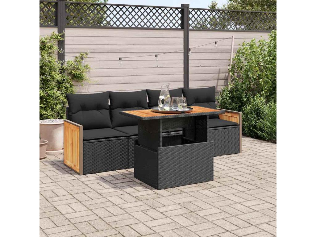 Black Woven Resin Wicker Outdoor Furniture Set - dlz1766588021531