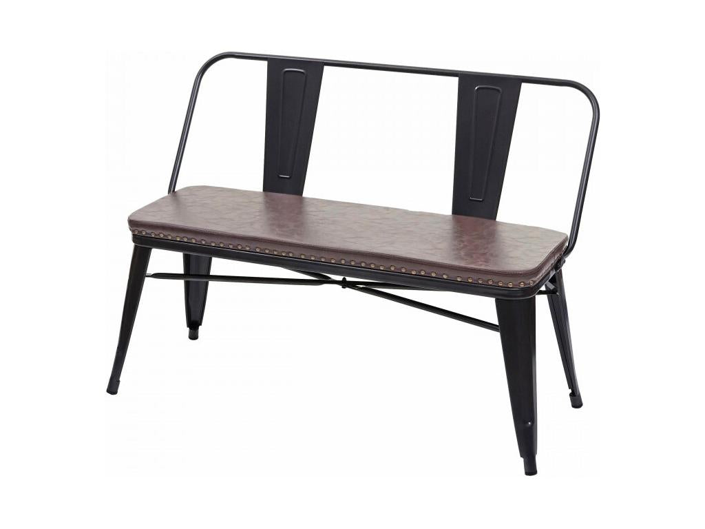 Black Faux Leather Bench