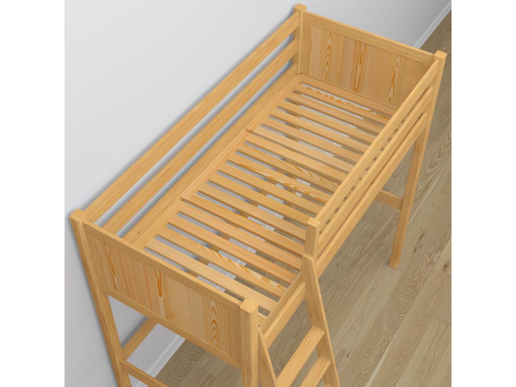 Natural Pine Wood Bed, 100 x 180 cm