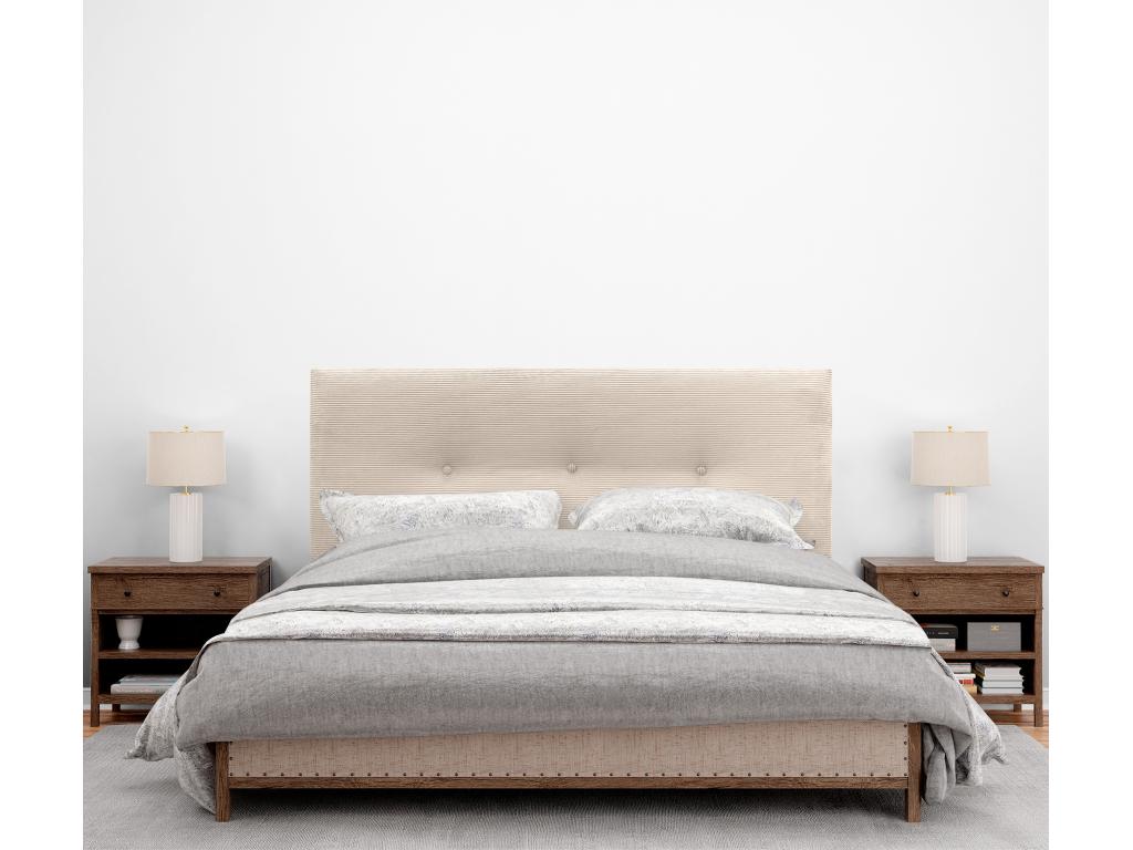 Beige Velvet Bed, 135 x 140 x 120 cm