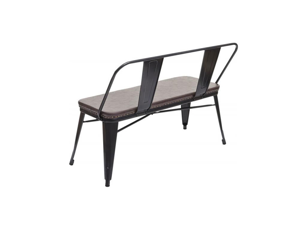 Black Faux Leather Bench