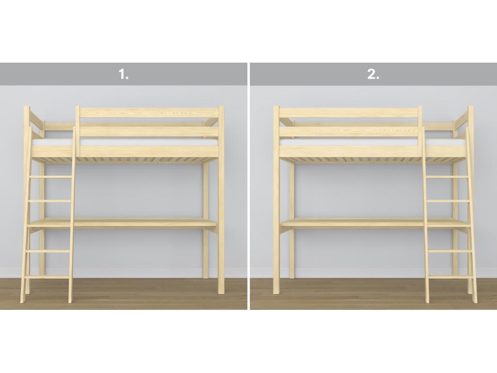 Yellow Pine Wood Bed, 80 x 190 cm