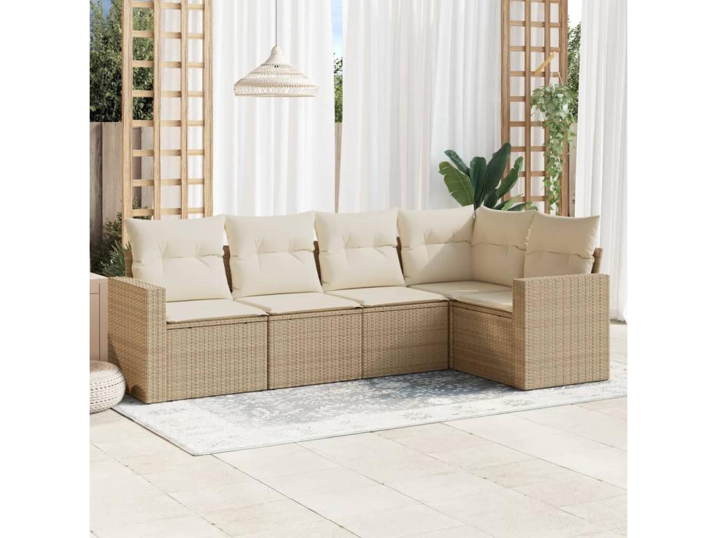 Beige Woven Resin Wicker Outdoor Furniture Set - dlz1766587360256