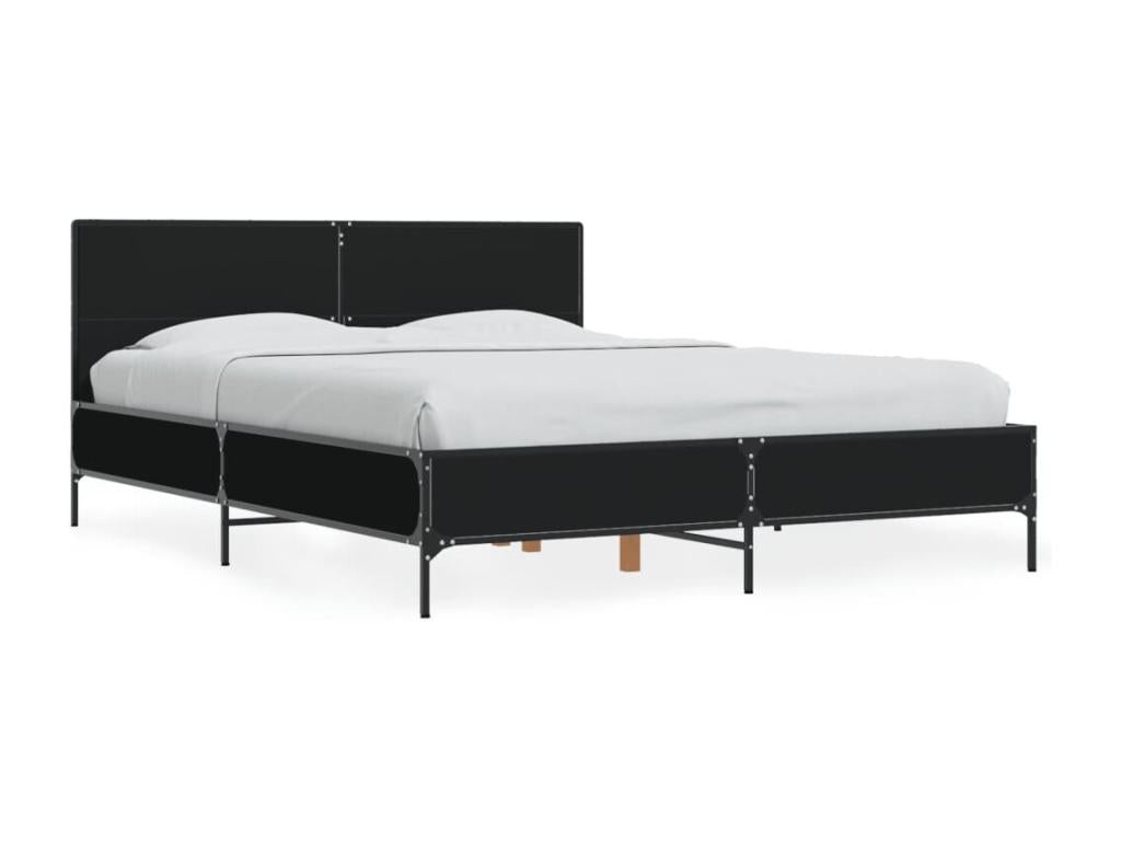 Black Engineered Wood Bed Frame, 140 x 200 cm
