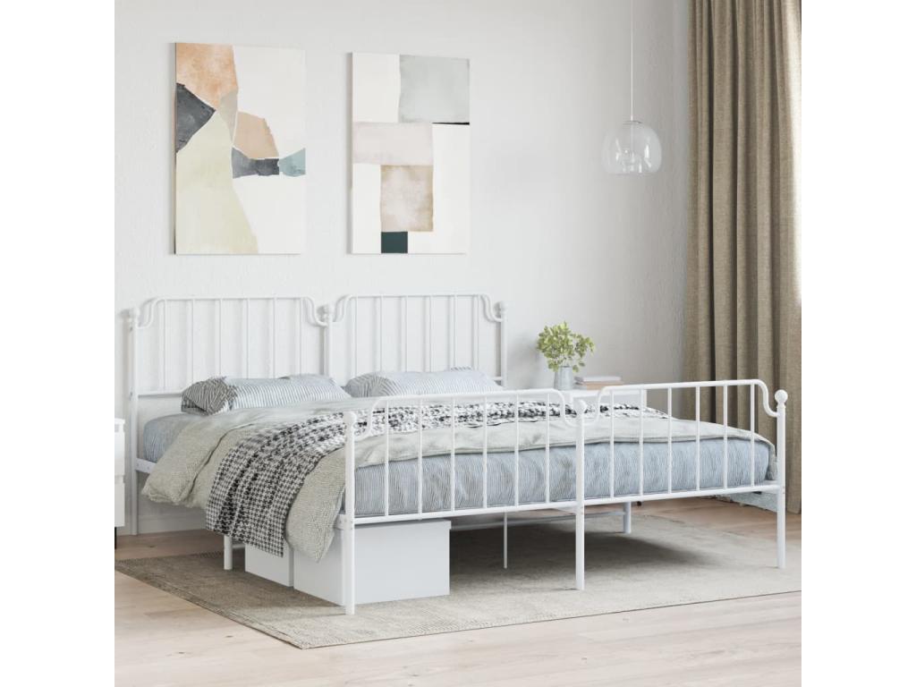 White Metal Bed Frame, 180 x 200 cm