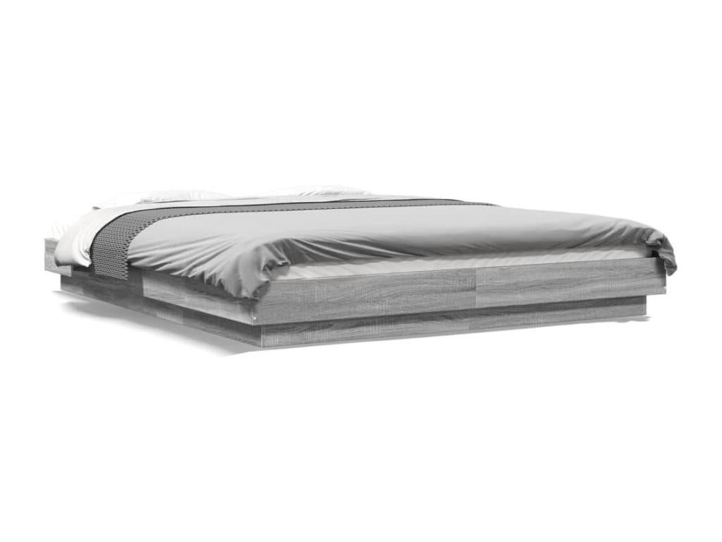 Gray Engineered Wood Bed Frame, 160 x 200 cm