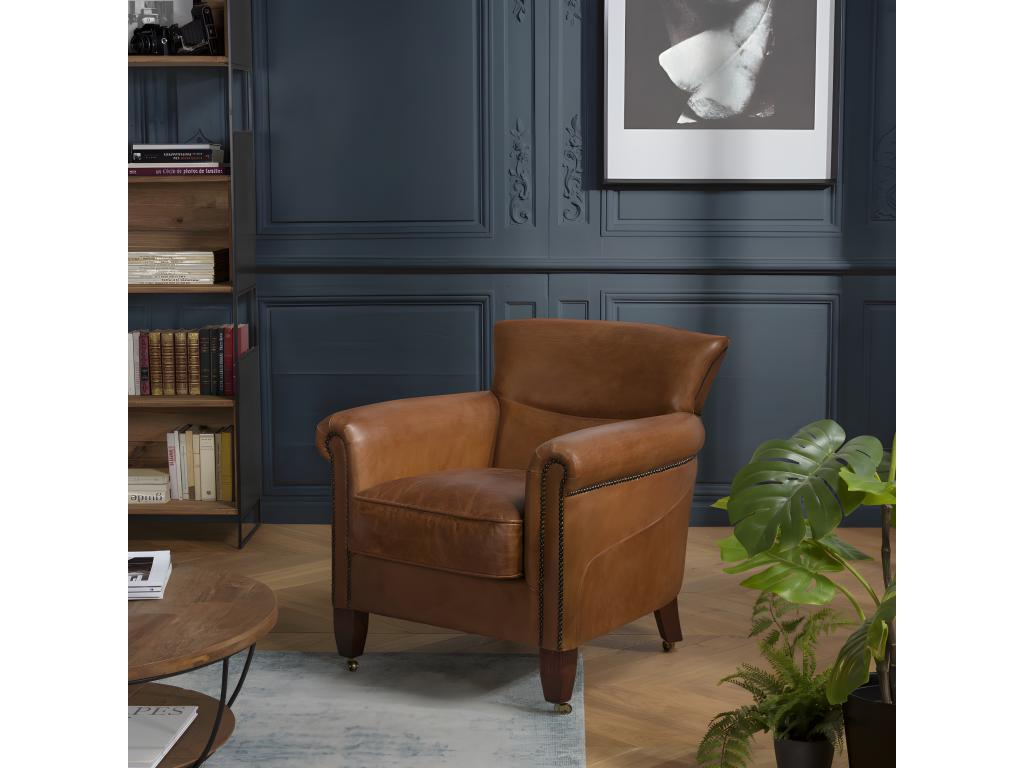 Brown Leather Accent Chair - dlz1766587925567
