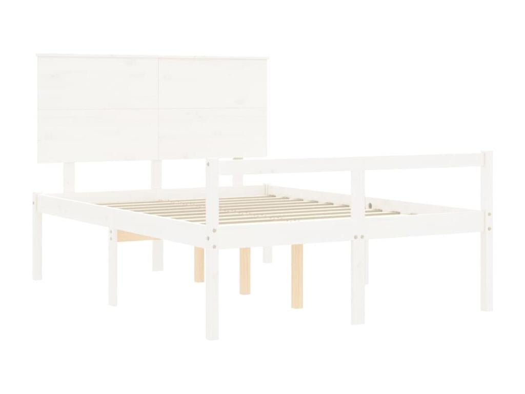 White Solid Wood Bed Frame, 140 x 200 cm