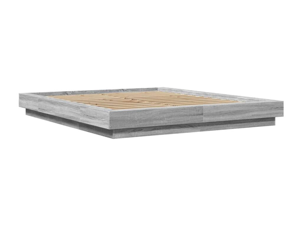 Gray Engineered Wood Bed Frame, 160 x 200 cm