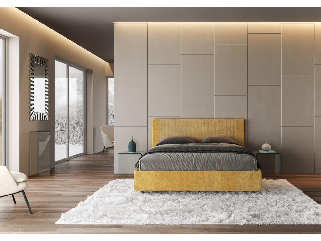 Yellow Fabric Bed, 160 x 190 cm