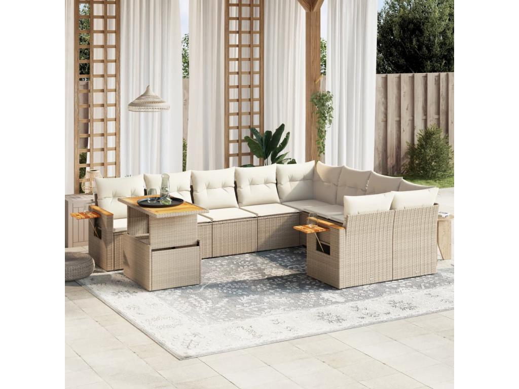 Beige Woven Resin Wicker Outdoor Furniture Set - dlz1766587337974