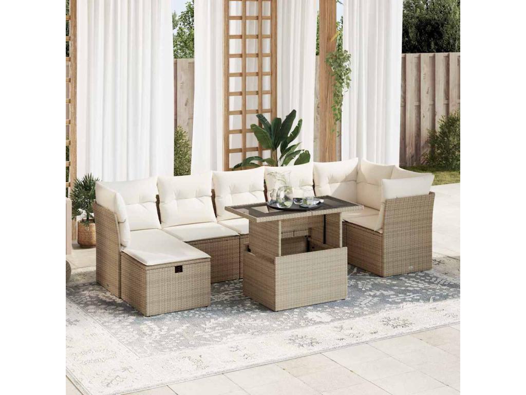 Beige Woven Resin Wicker Outdoor Furniture Set - dlz1766587855663