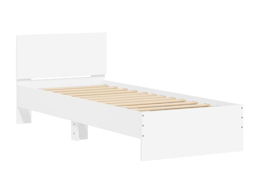 White Engineered Wood Bed Frame, 90 x 190 cm