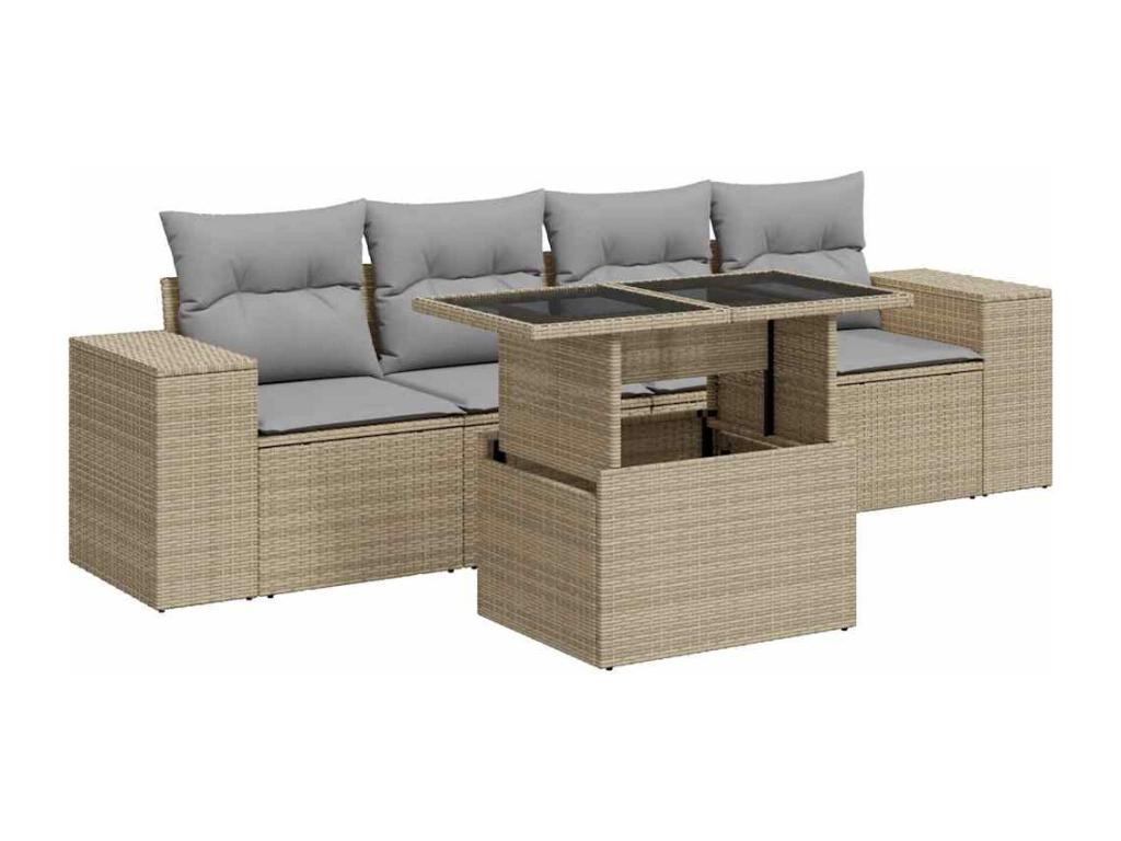Beige Woven Resin Wicker Outdoor Furniture Set - dlz1766587428243