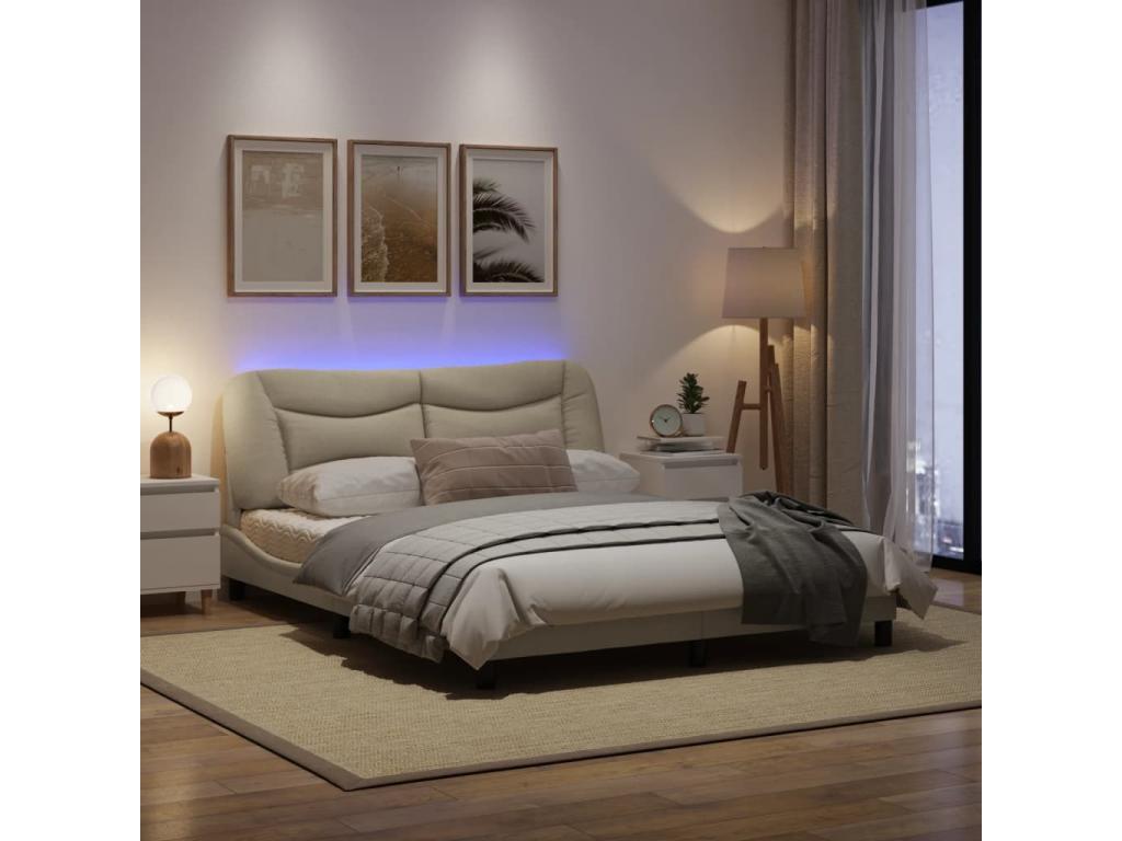 Beige Fabric Bed Frame, 160 x 200 cm