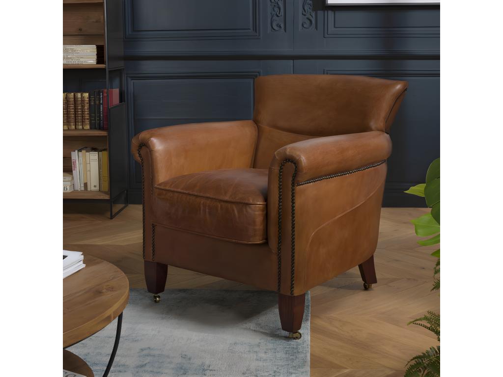 Brown Leather Accent Chair - dlz1766587925567
