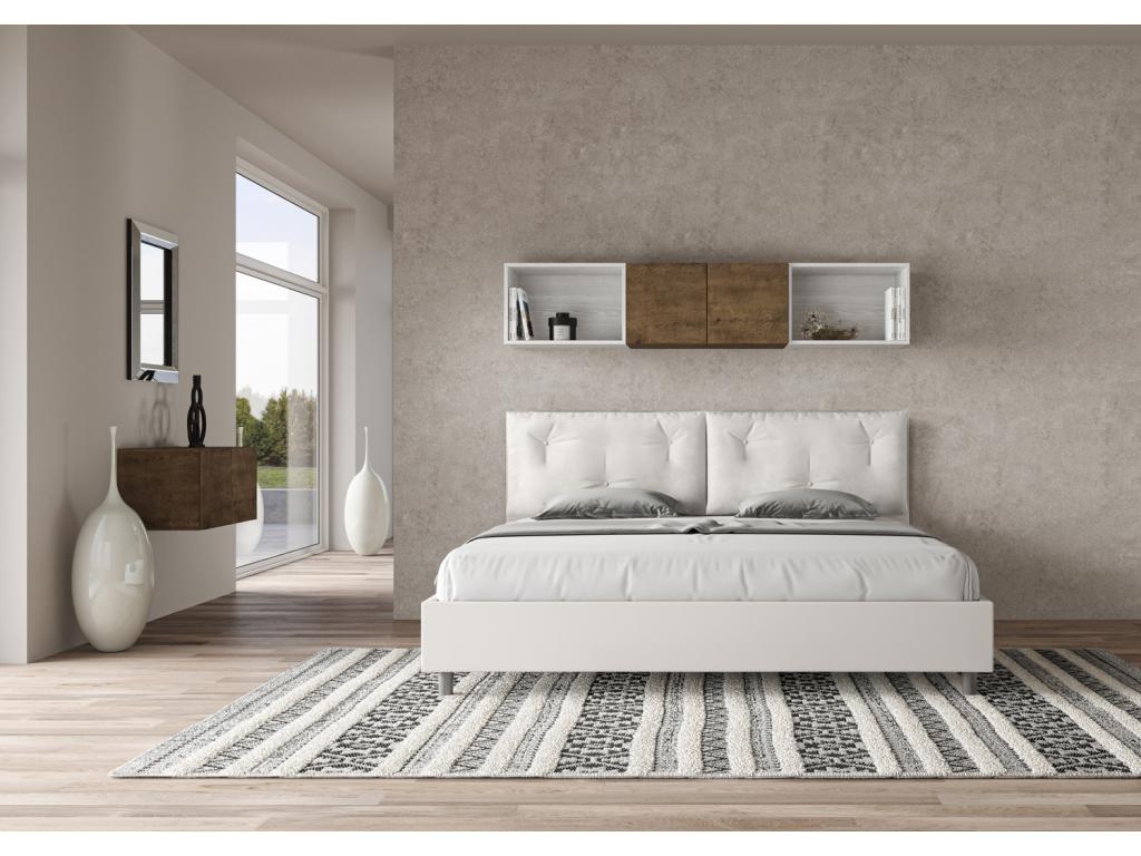 White Faux Leather Bed, 200 x 200 cm