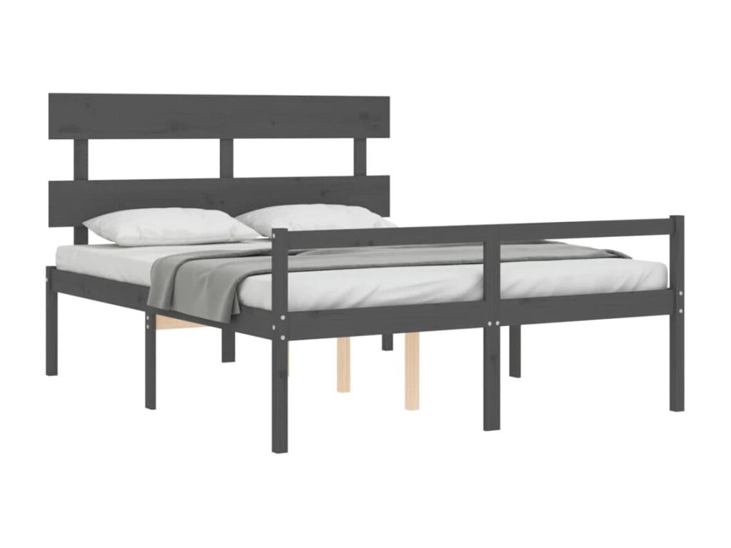 Gray Solid Wood Bed Frame