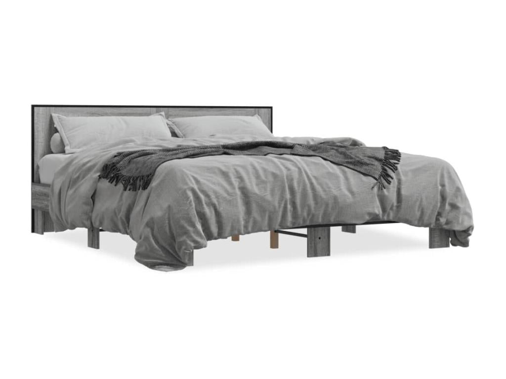 Gray Engineered Wood Bed Frame, 200 x 200 cm