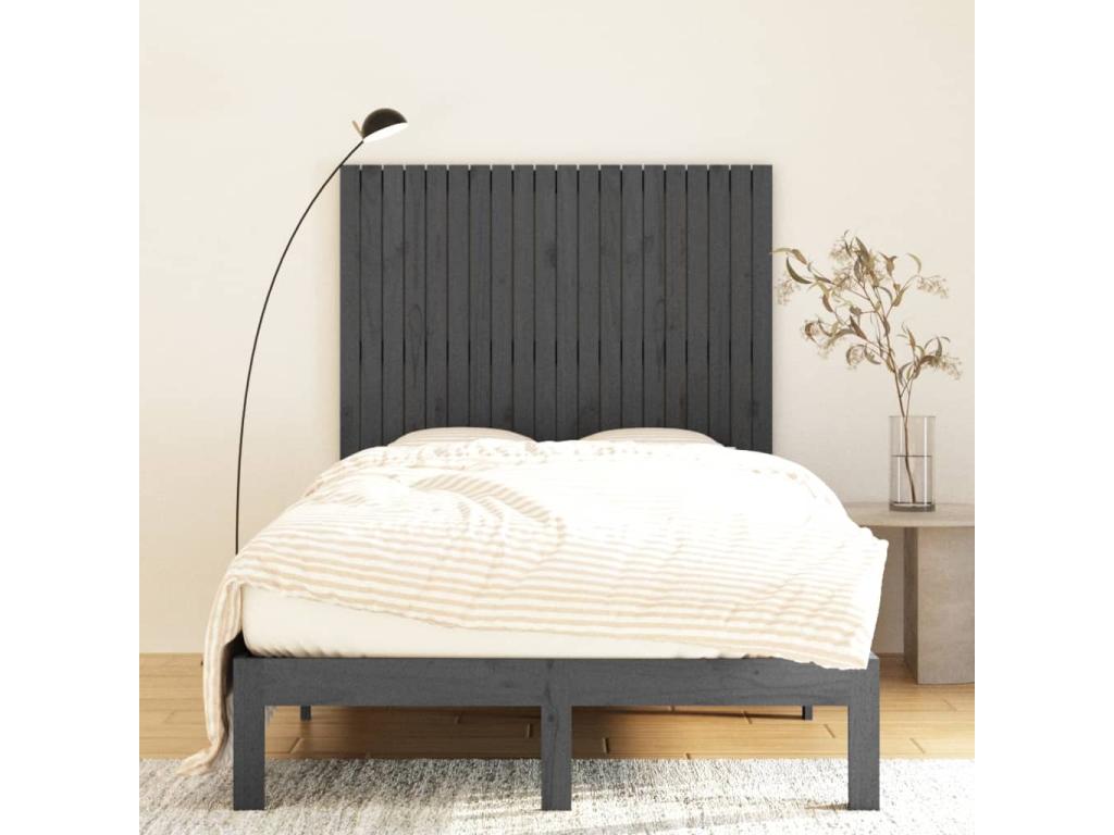 Gray Solid Wood Bed, 127.5 x 3 x 110 cm