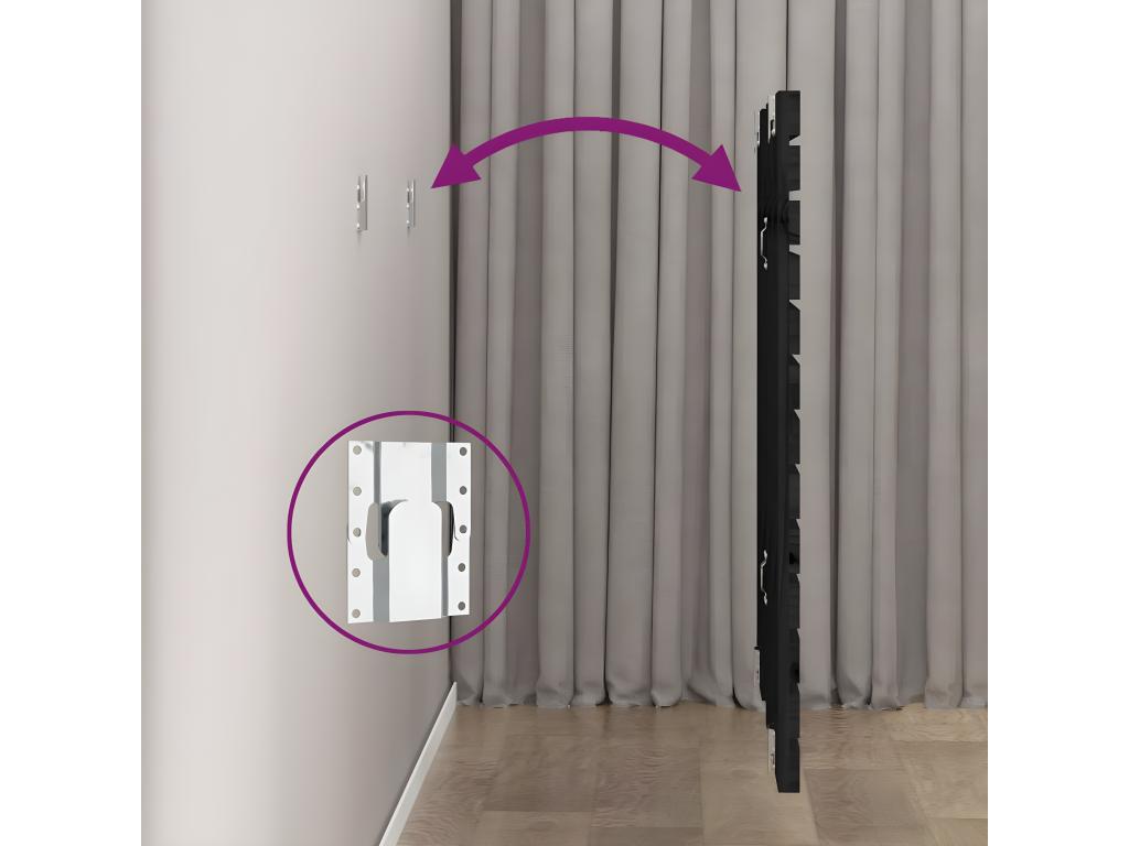 Black Solid Wood Bed, 106 x 3 x 91.5 cm