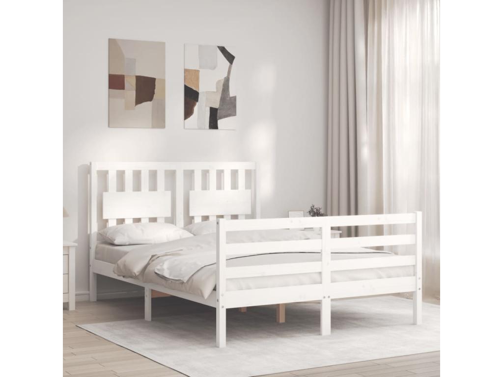 White Solid Wood Bed Frame, 120 x 200 cm