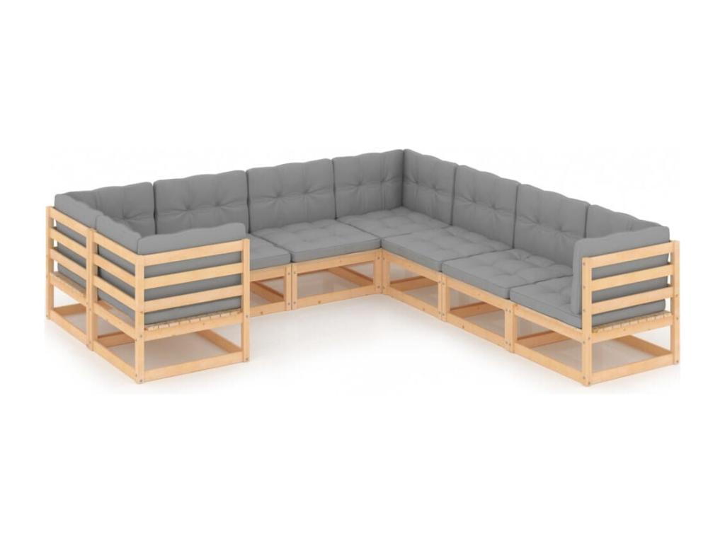 Gray Pine Wood Outdoor Furniture Set