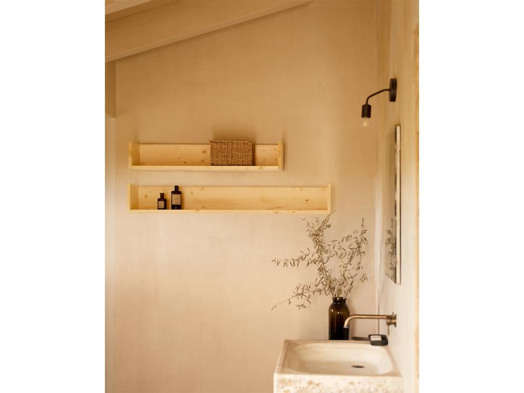 Beige Solid Wood Shelf, 120 x 16 cm