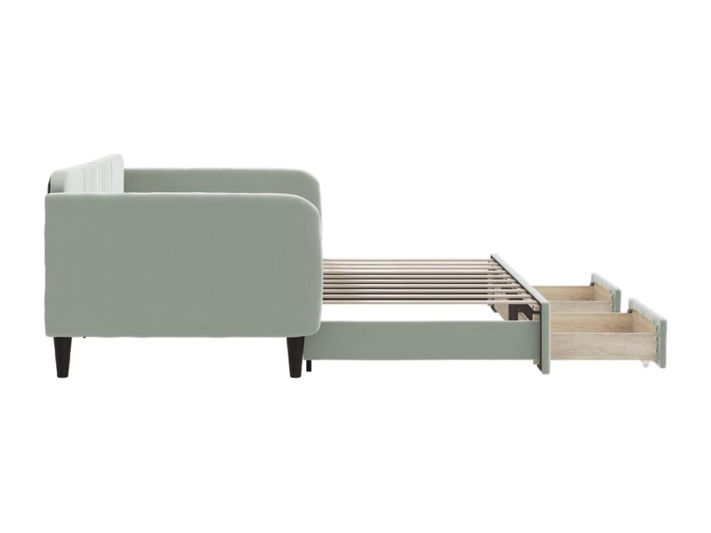 Gray Velvet Bed, 90 x 190 cm